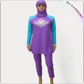 Purple & Royal Long Sleeve Muslim Swimwear
